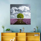 Lavender Field Crossroads with Lone Tree Wall Art