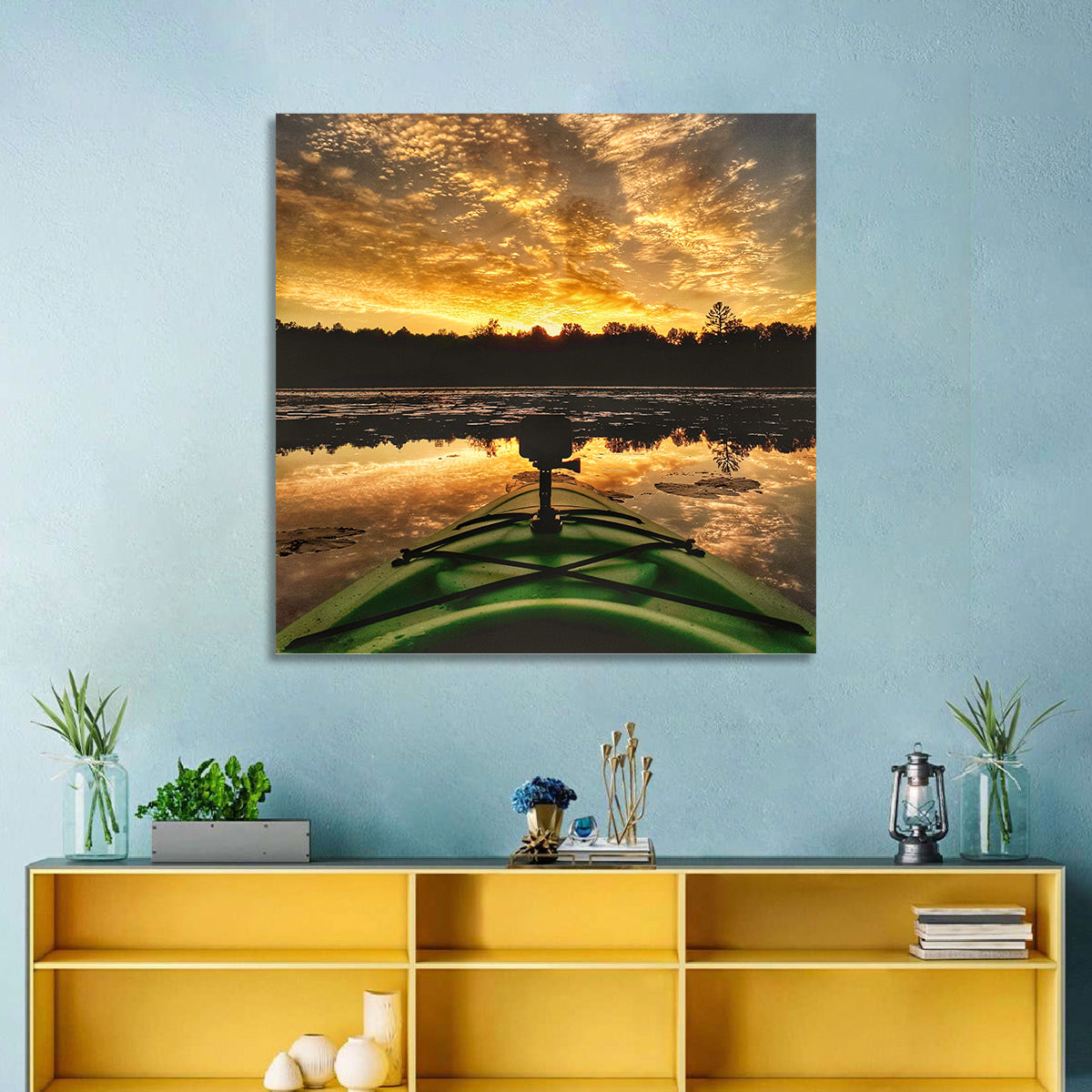 Beaver Dam Sunset, Canada Wall Art in a room, square