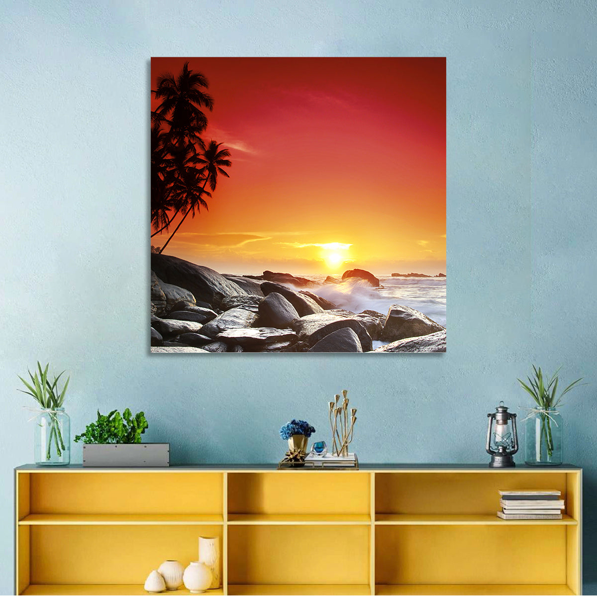 Tropical Island Sunset Wall Art