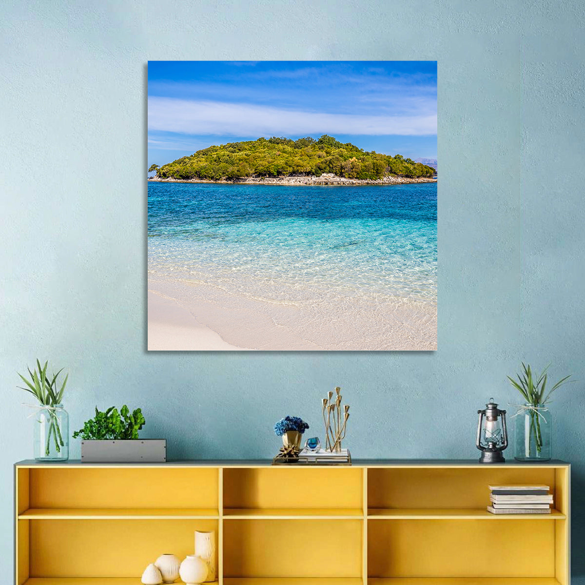Butrint Turquoise Island Beach Wall Art