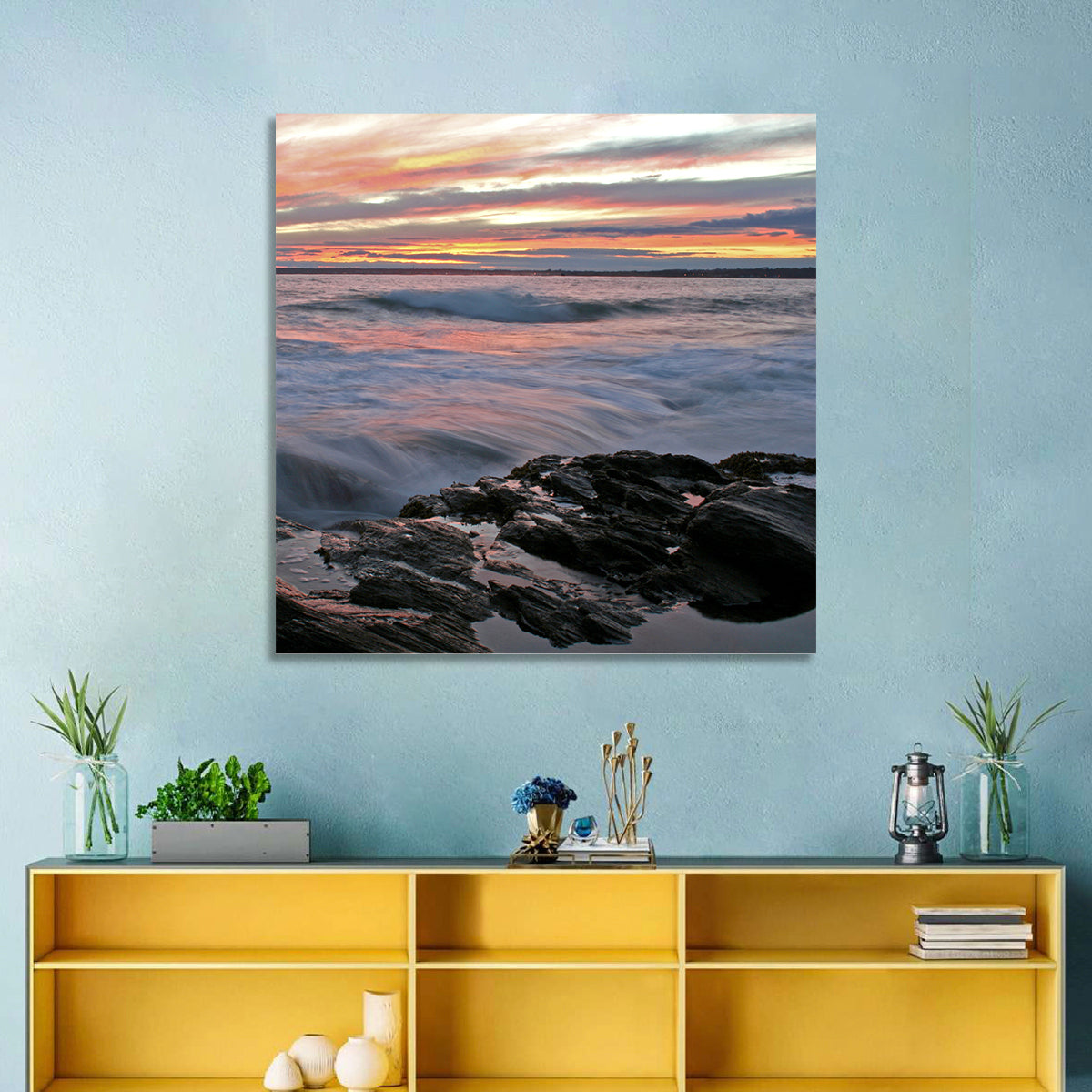 Rocky Coast Sunset Wall Art