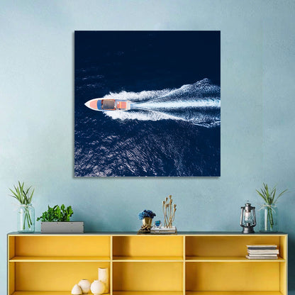 Sleek Speedboat Over Navy Sea Wall Art