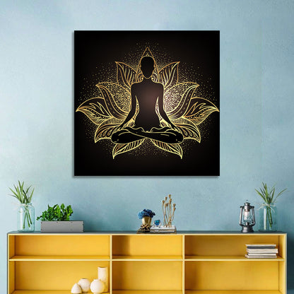 Golden Chakra Silhouette Wall Art