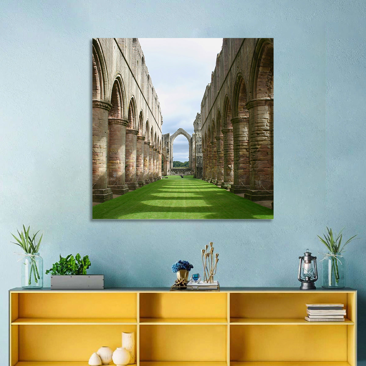 Fountains Abbey Ruins Grassy Nave View Wall Art