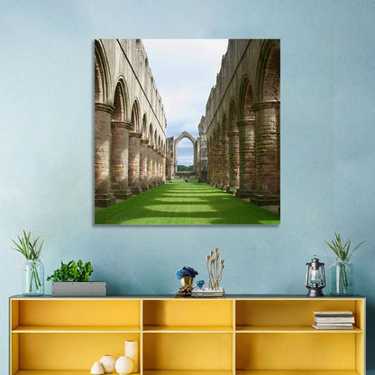 Fountains Abbey Ruins Grassy Nave View Wall Art