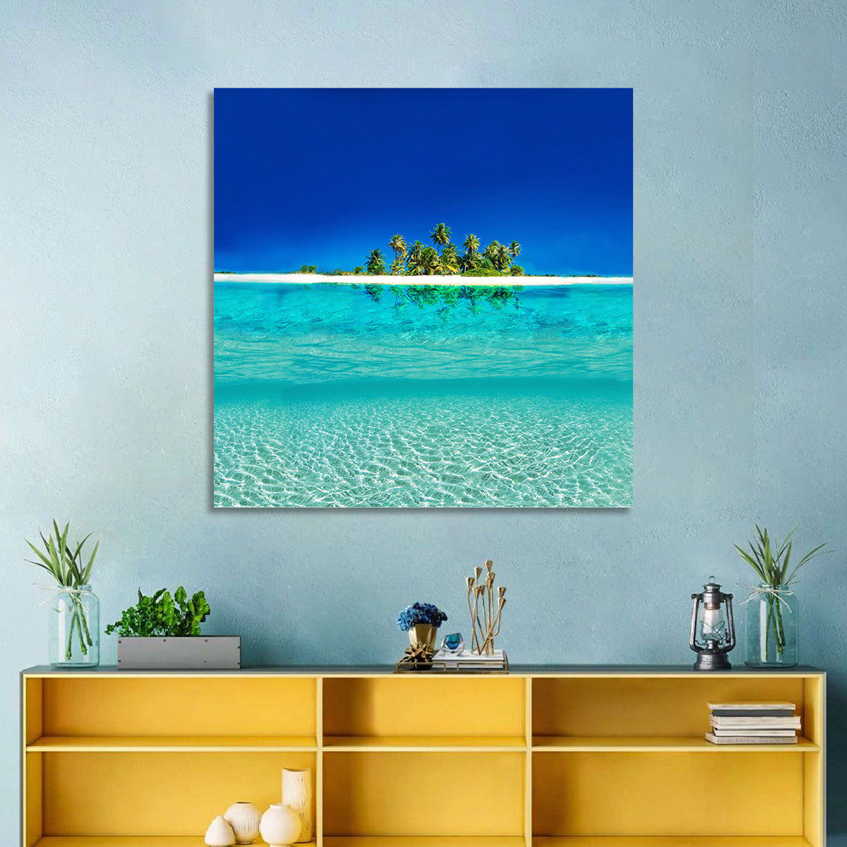 Tranquil Split-level Tropical Island Seascape Wall Art