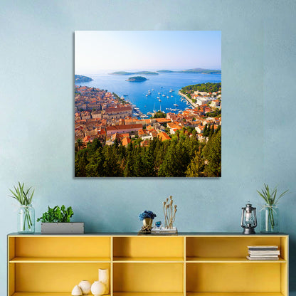 Hvar Harbor Aerial View Wall Art