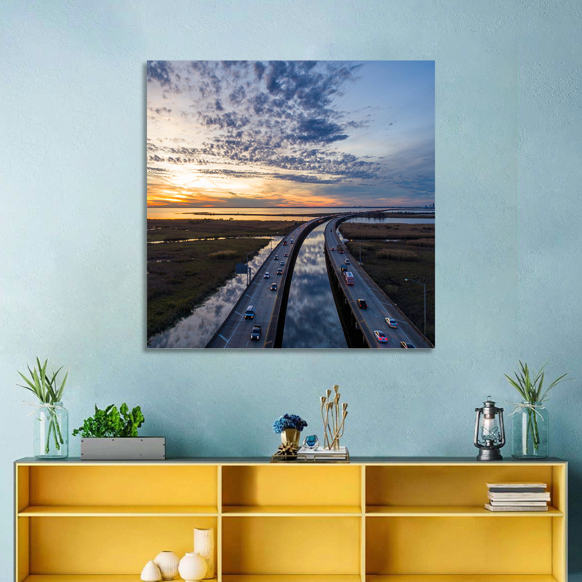 Mobile Bay Bridge at Sunset Wall Art