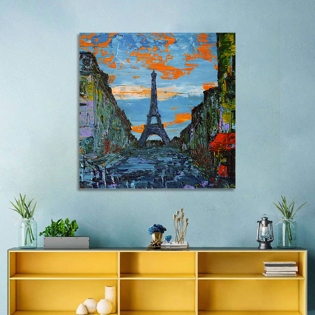 Paris Dusk Street, Eiffel Tower Wall Art