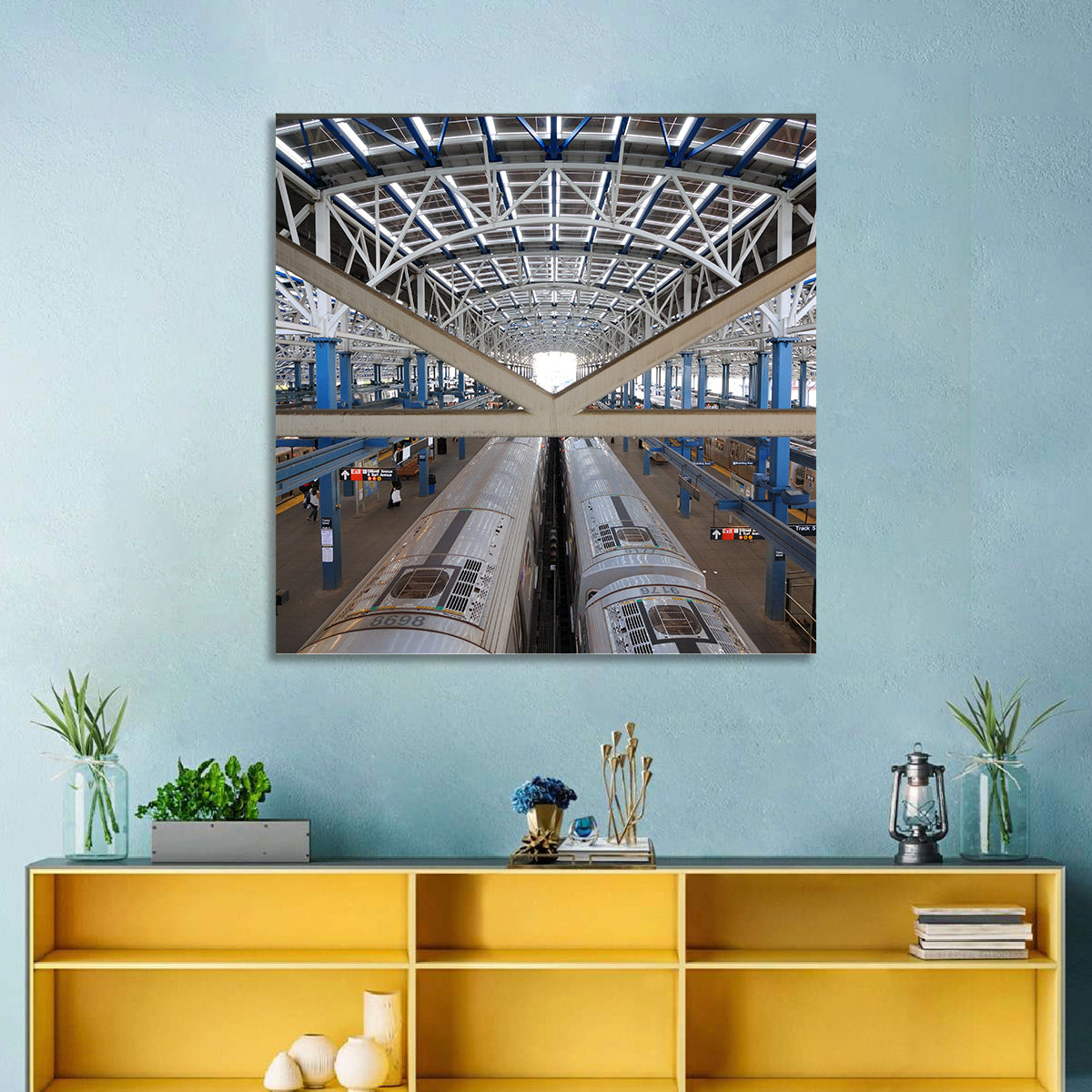 Stillwell Avenue Station Platform Perspective Wall Art in a room, square