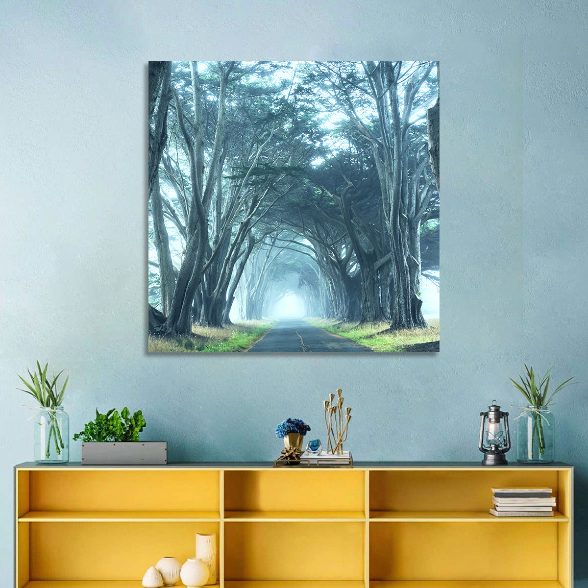 Foggy Cypress Tree Tunnel Wall Art