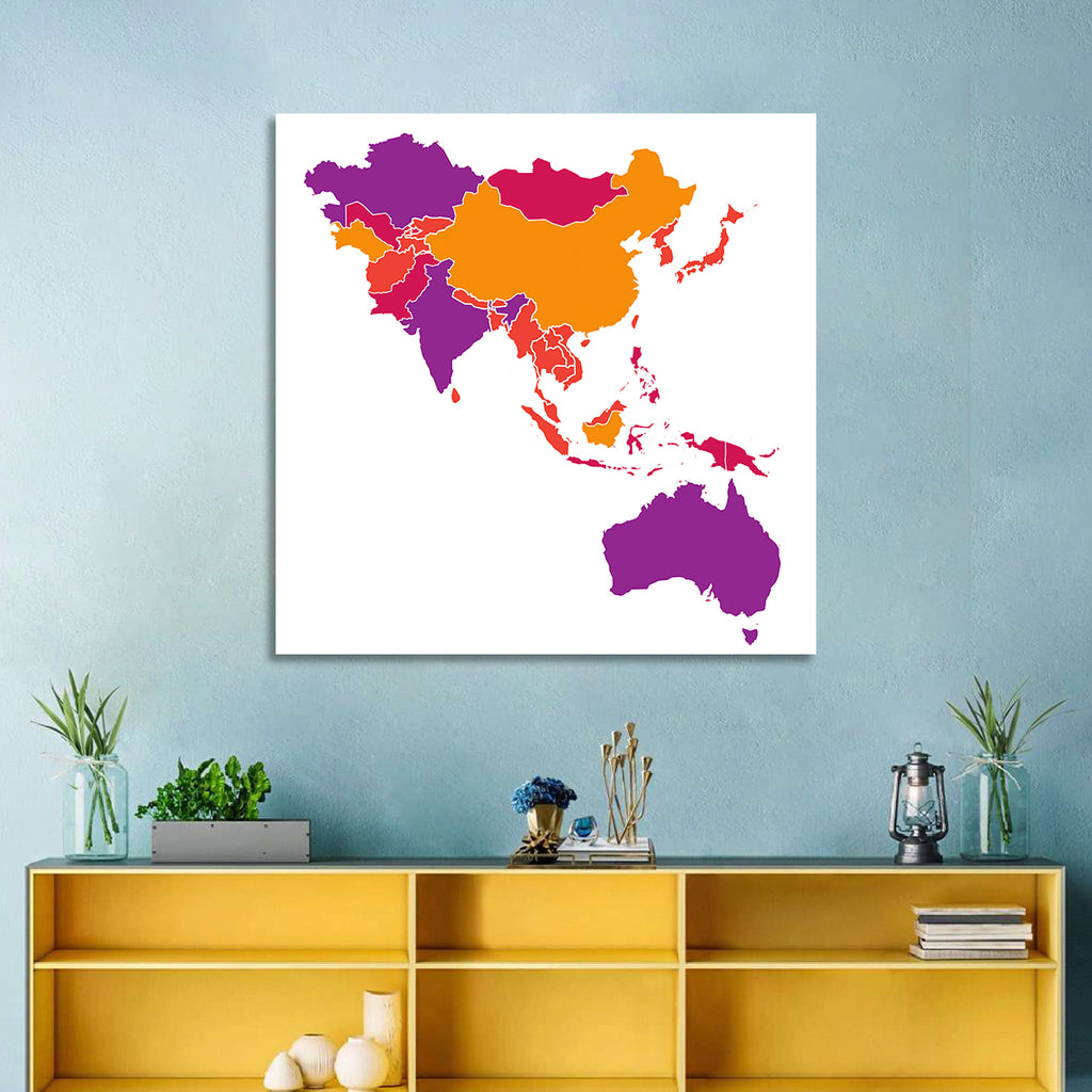 Stylized Asia Pacific Map Wall Art