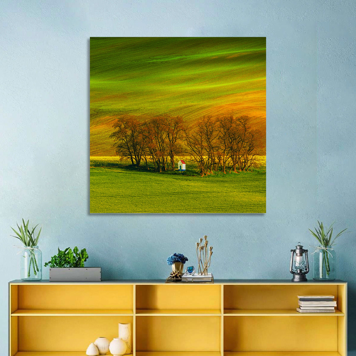 Moravian Wheat Fields with Chapel Wall Art
