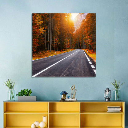 Golden Hour Forest Road Wall Art