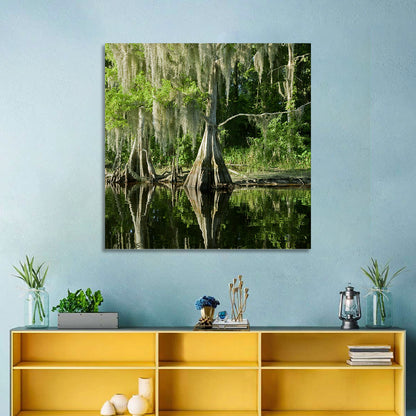 Bald Cypress and Great Blue Heron Wall Art