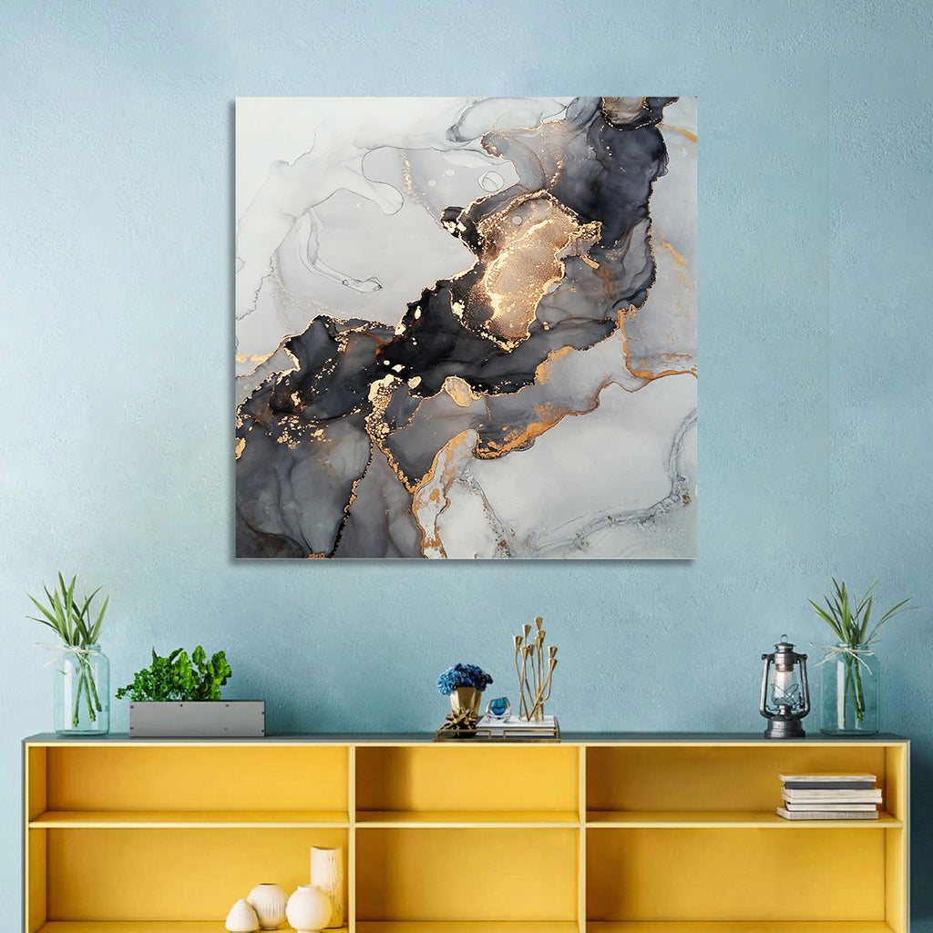 Black Fire Marble Abstract Wall Art