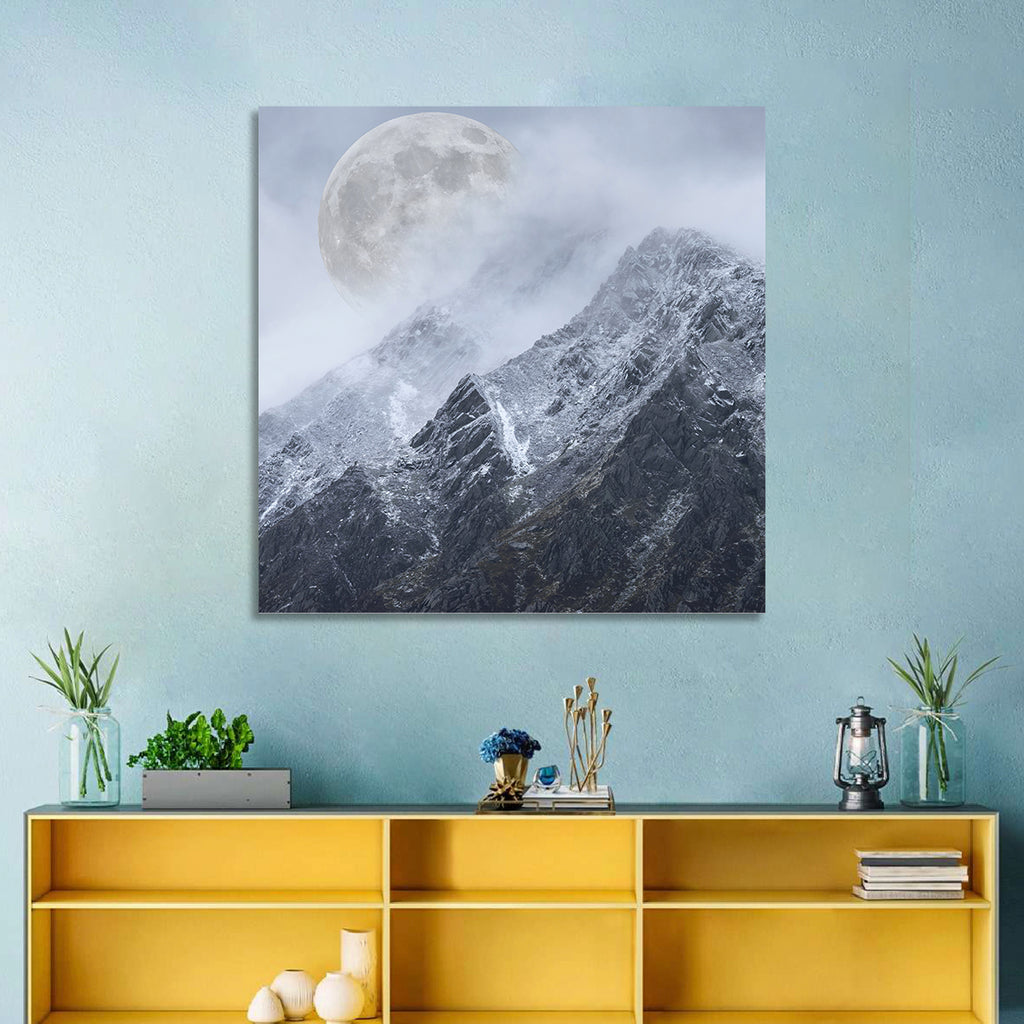 Supermoon Over Snow-capped Peaks Wall Art