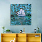 White Sailboat Reflection Wall Art