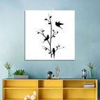 Three Birds on Branch Silhouette Wall Art