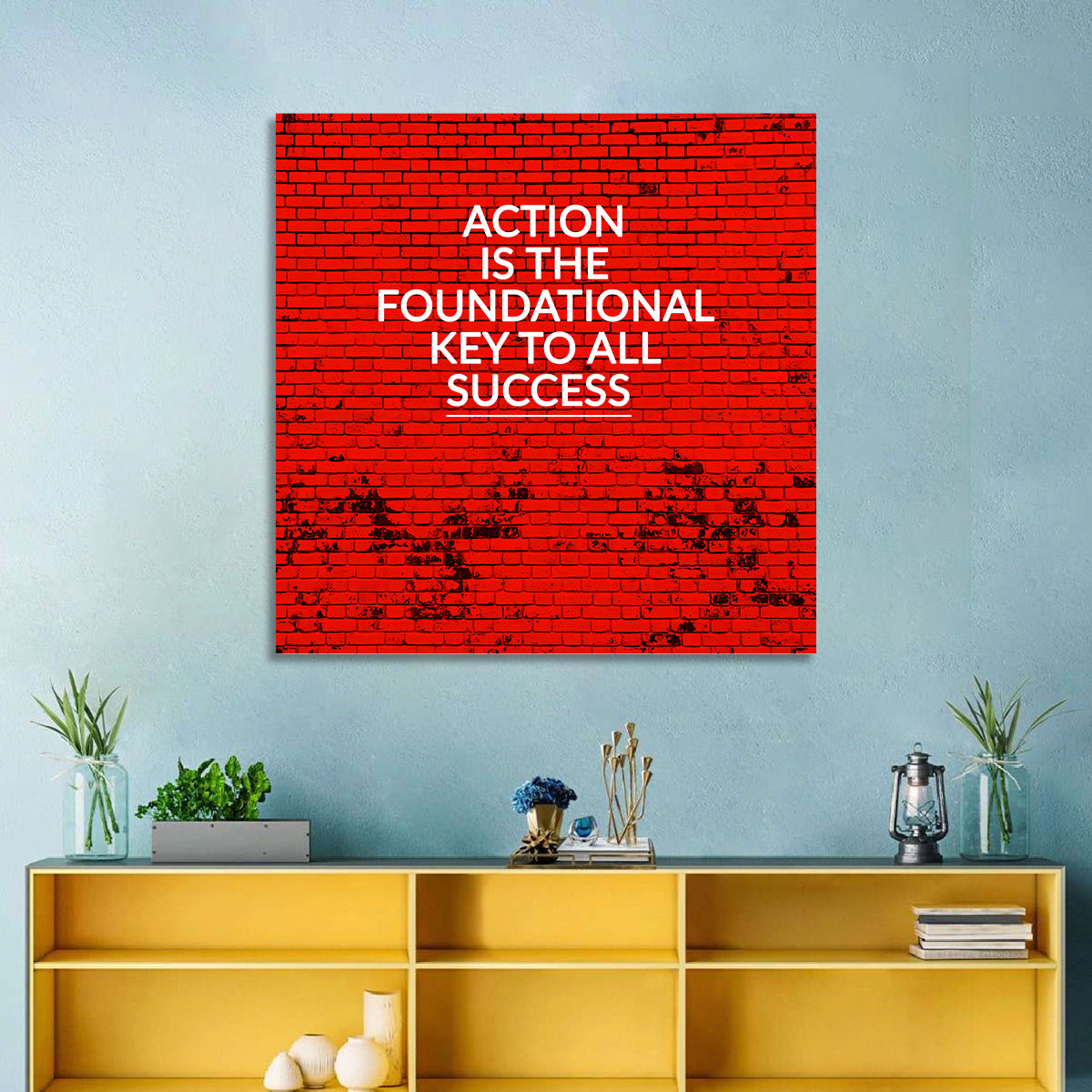 Key to Success on Red Brick Wall Art