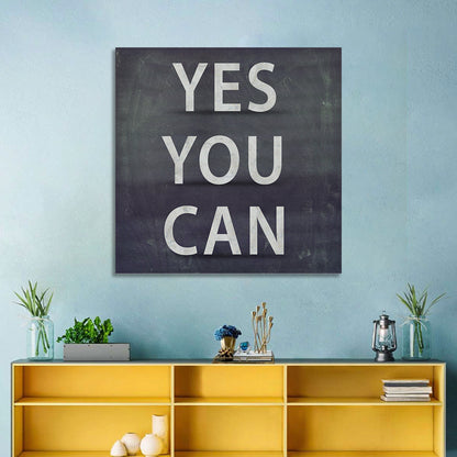 Yes You Can Chalkboard Typography Wall Art