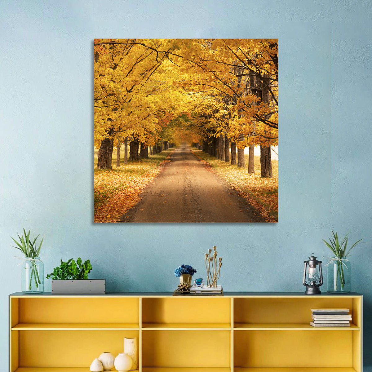 Golden Autumn Road Wall Art