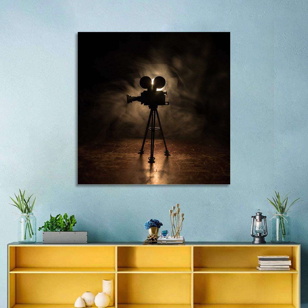 Backlit Vintage Movie Camera Wall Art