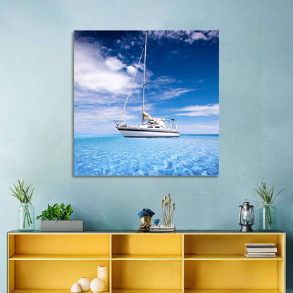 Furled Sails Over Turquoise Water Wall Art