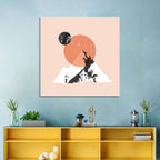 Abstract Mountain Sun and Moon Wall Art