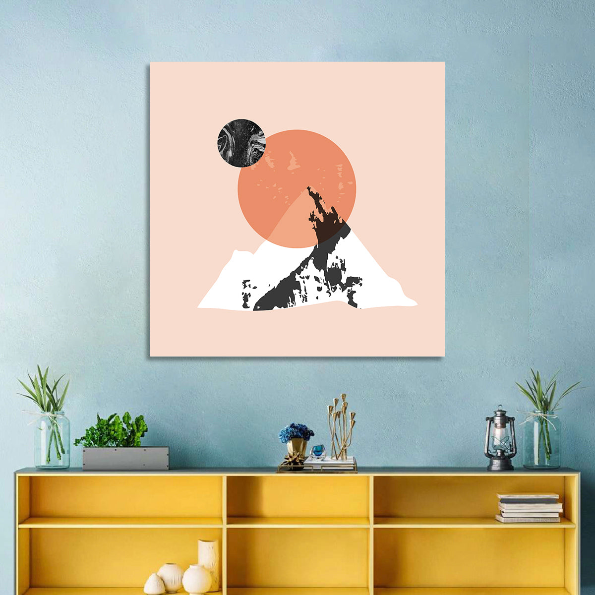 Abstract Mountain Sun and Moon Wall Art