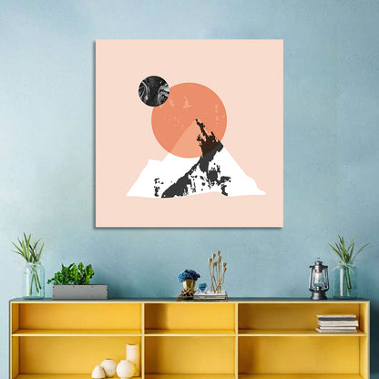 Abstract Mountain Sun and Moon Wall Art