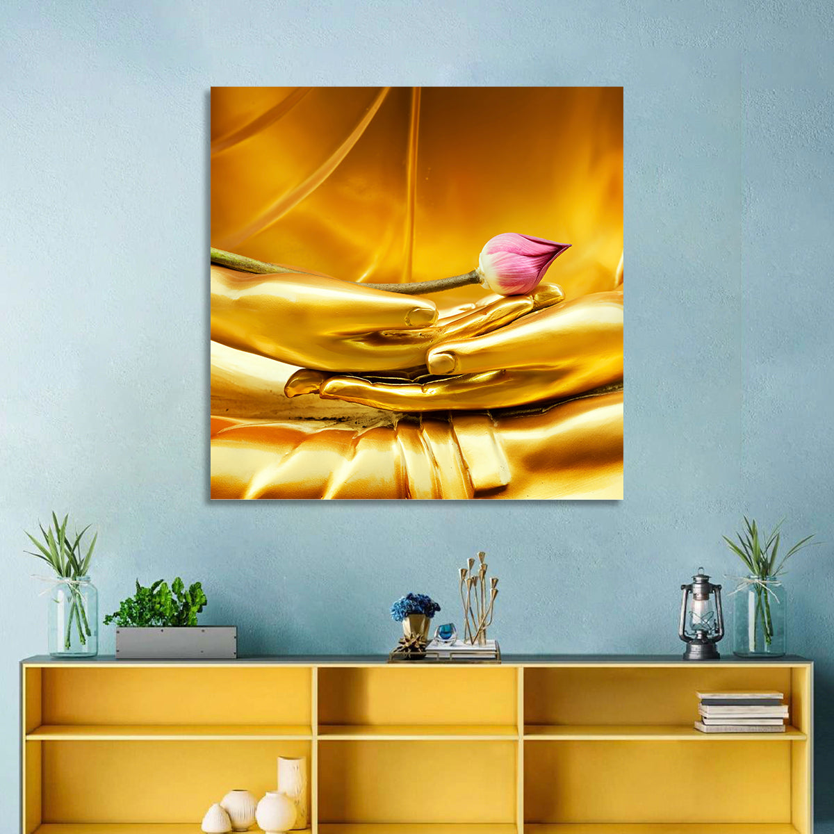 Buddha Hands with Lotus Wall Art