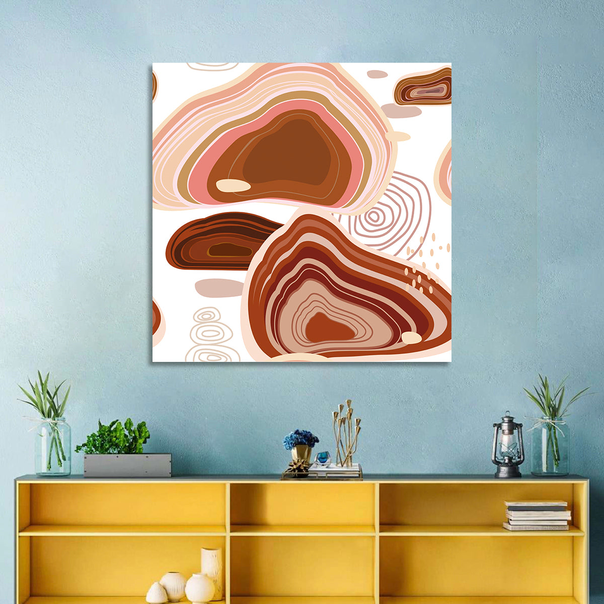 Precious Stones Abstract Wall Art in a room, square