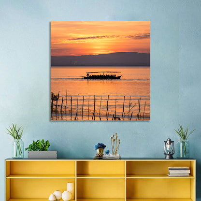 Albufera Sunrise Boat Silhouette Wall Art