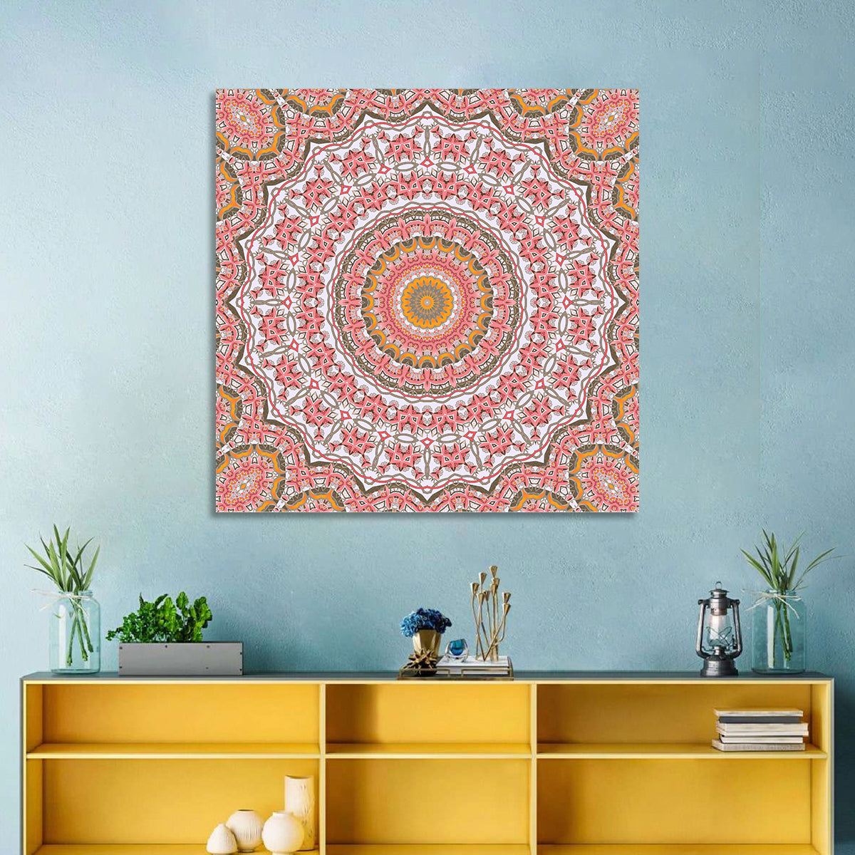 Pink Mosaic Mandala Wall Art