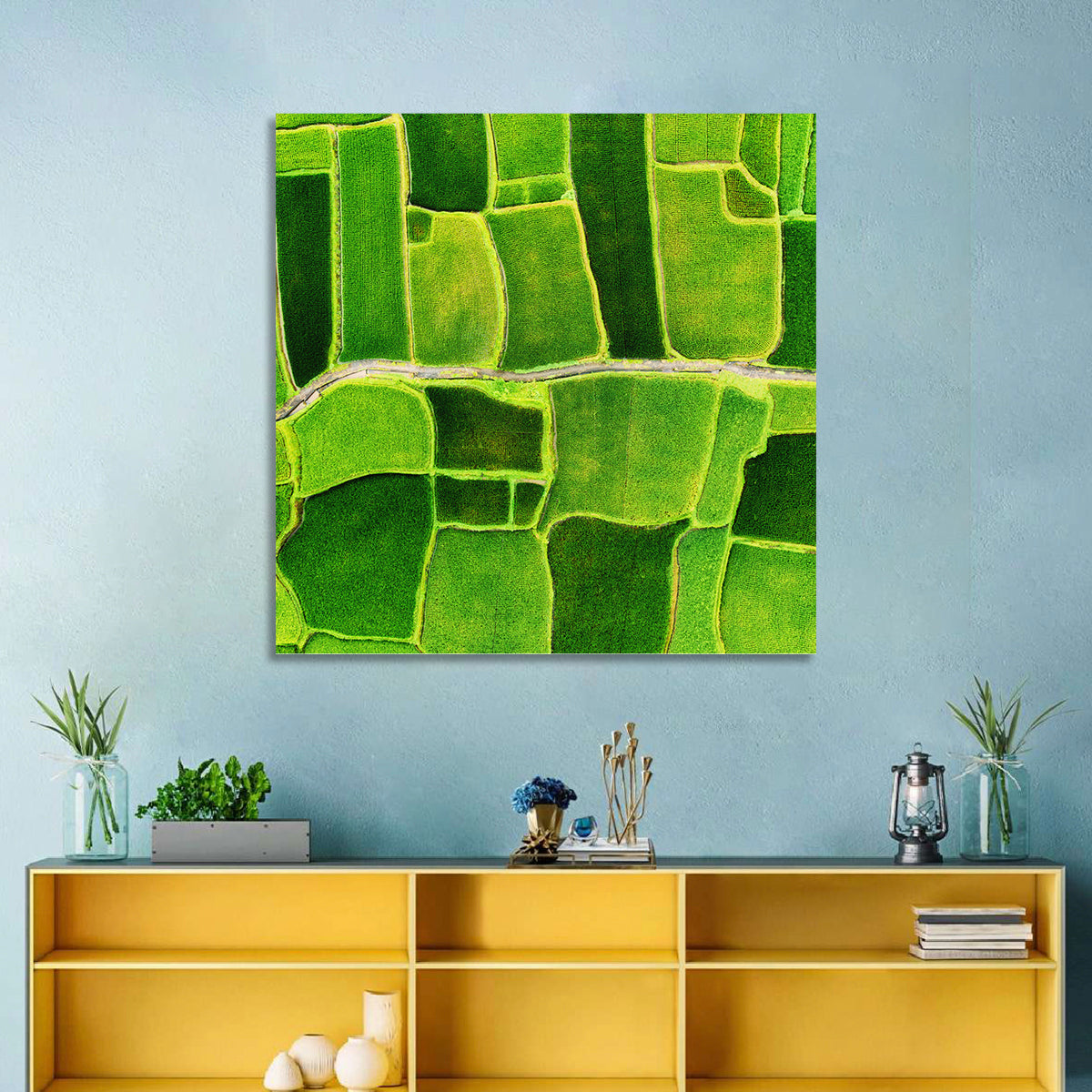 Verdant Rice Terrace Grid Wall Art