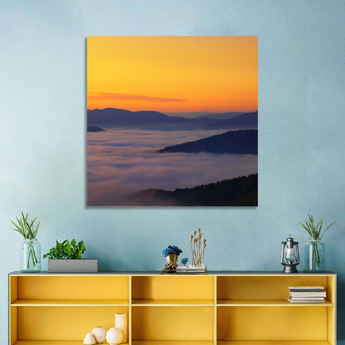 Cloud Sea Over Mountains at Golden Dawn Wall Art