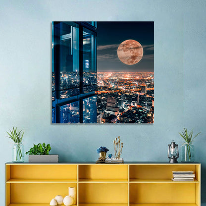 Bangkok Moonlit Skyline Wall Art