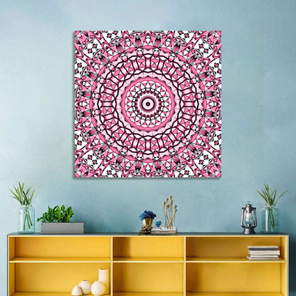 Pink Mosaic Kaleidoscope Mandala Wall Art