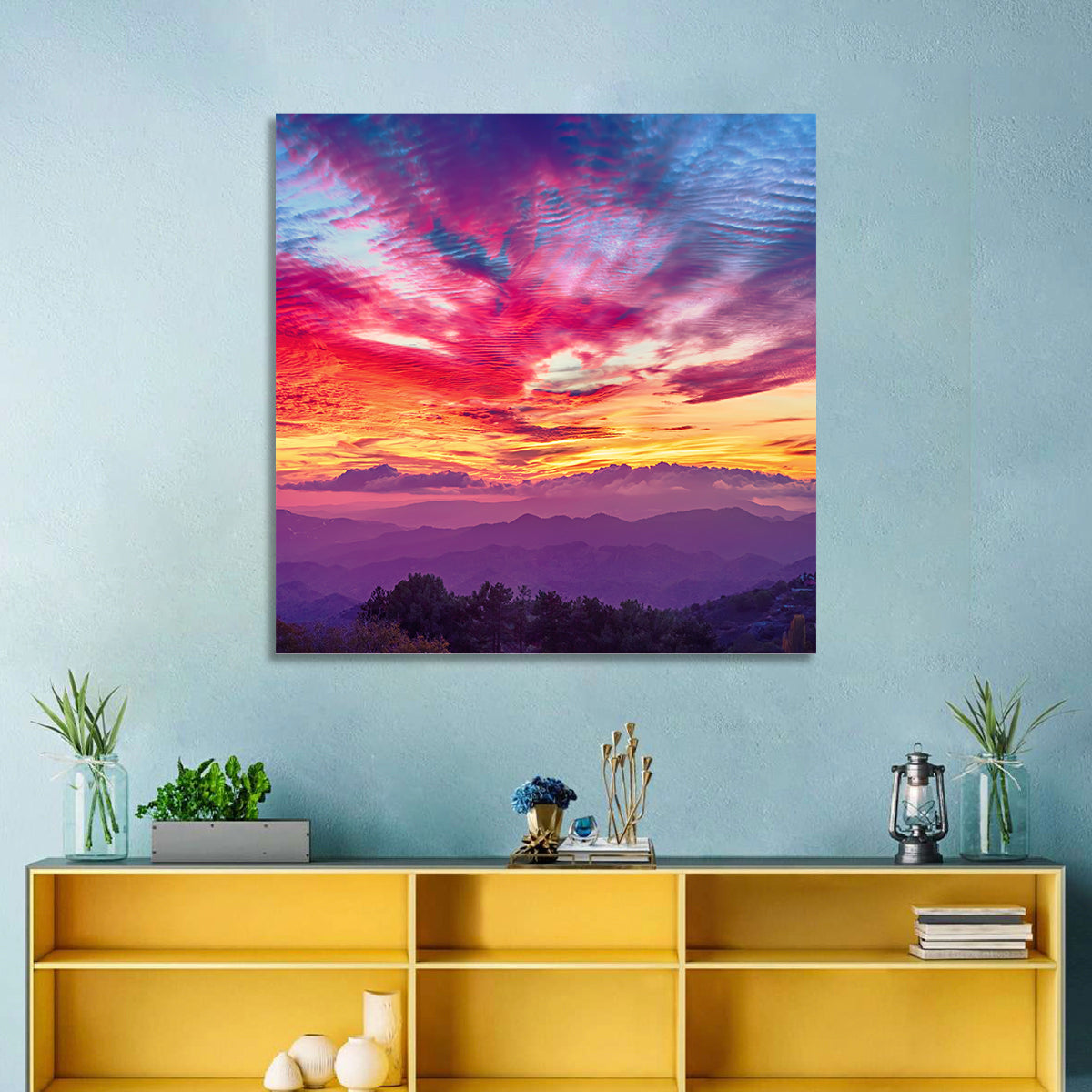 Golden Dusk Cloud Mountains Wall Art
