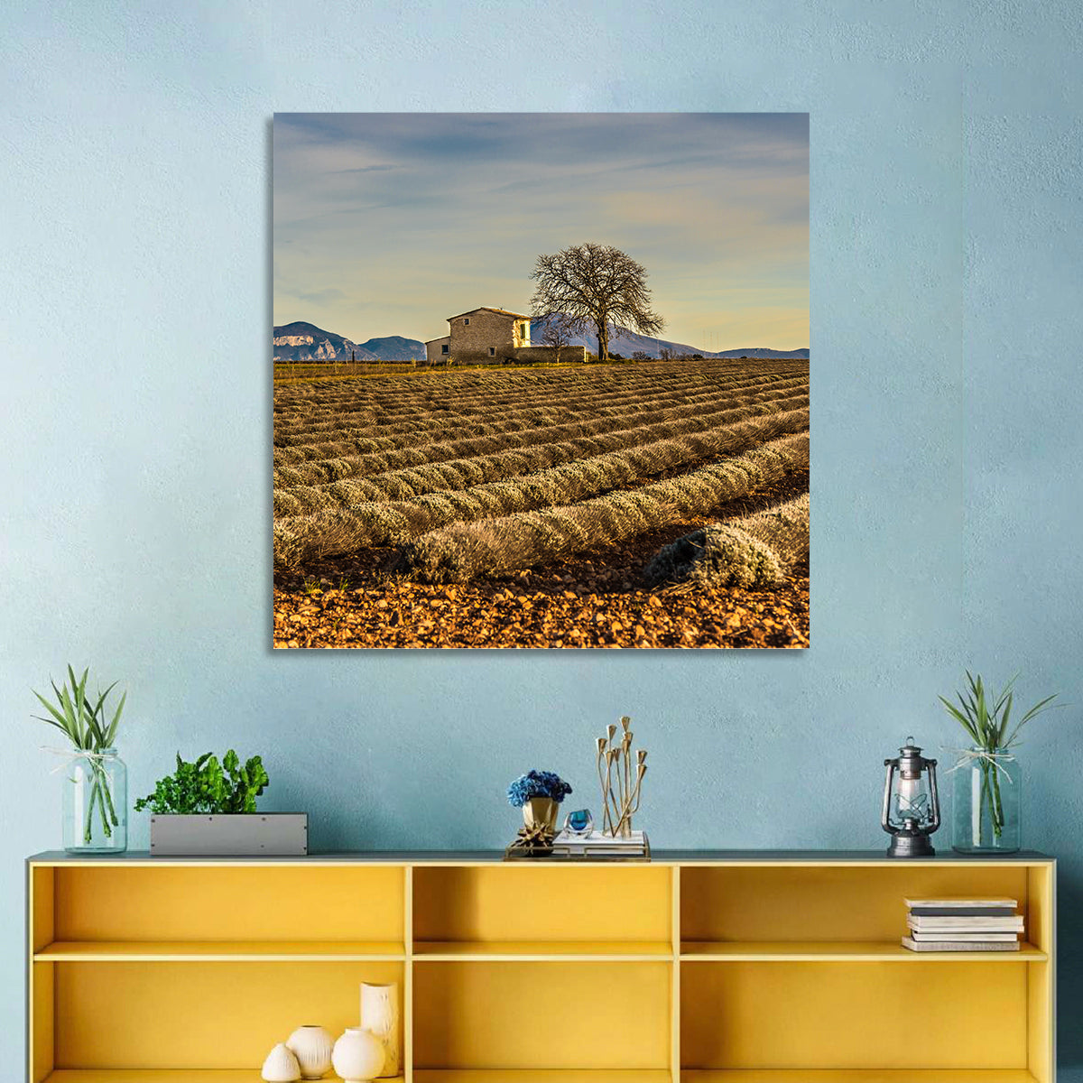 Rustic Provence Lavender Rows at Golden Hour Wall Art