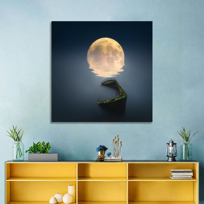 Moonlit Shipwreck Reflection Wall Art