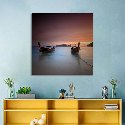 Phi Phi Longtail Boats at Golden Hour Wall Art