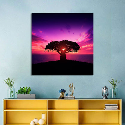 Baobab Sunset Silhouette Wall Art
