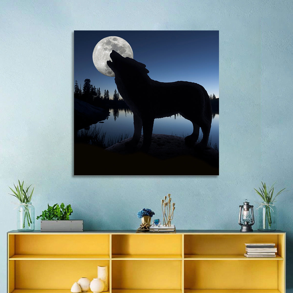 Howling Wolf at Full Moon Wall Art