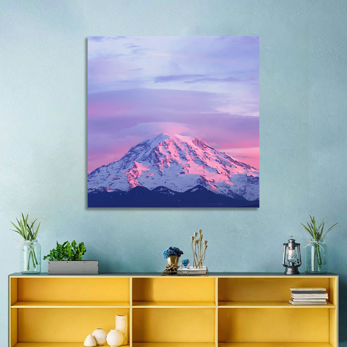 Mount Rainier Alpenglow with Lenticular Cloud Wall Art