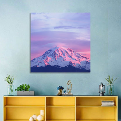 Mount Rainier Alpenglow with Lenticular Cloud Wall Art
