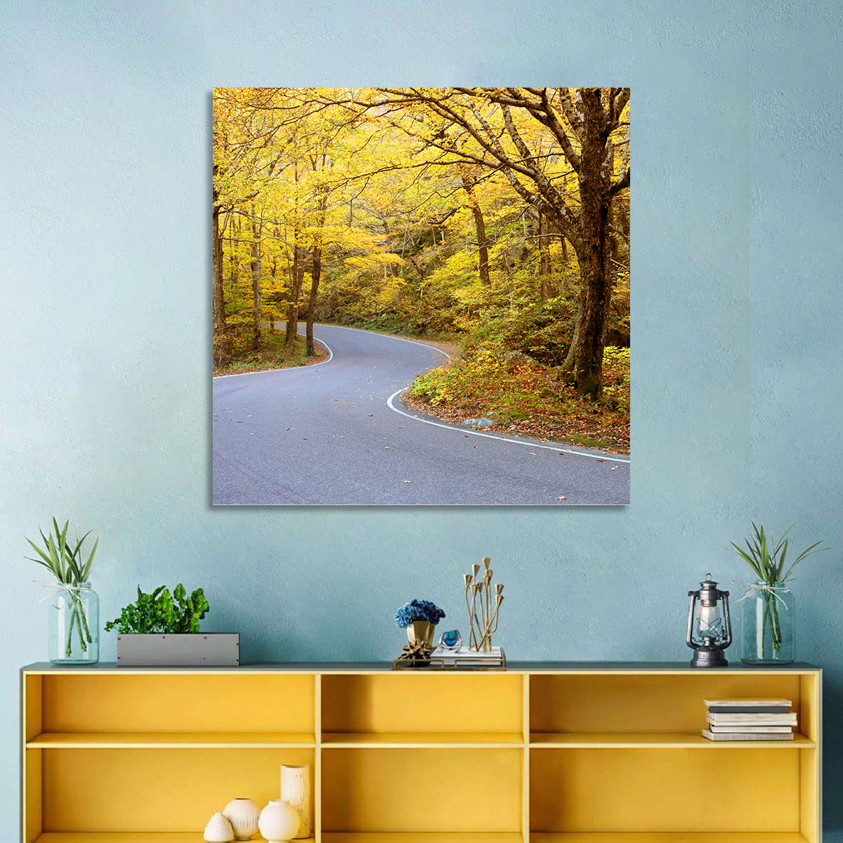 Winding Road Through Autumn Foliage Wall Art