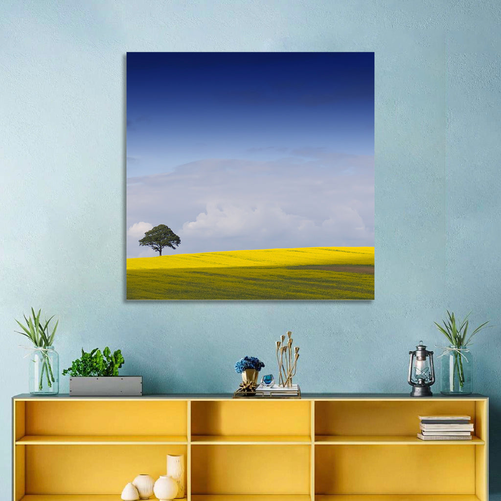 Solitary Tree Over Rapeseed Field Wall Art