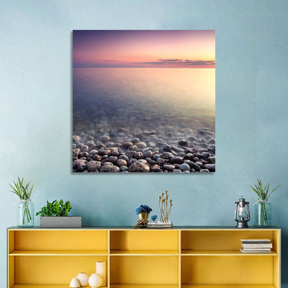 Pebbled Shore Sunset Wall Art